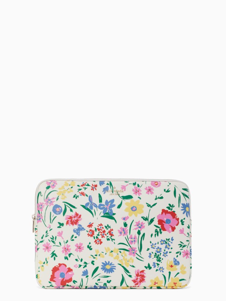 Kate Spade Staci Laptop Tote Shoulder Bag Garden Bouquet Floral Cream Multi