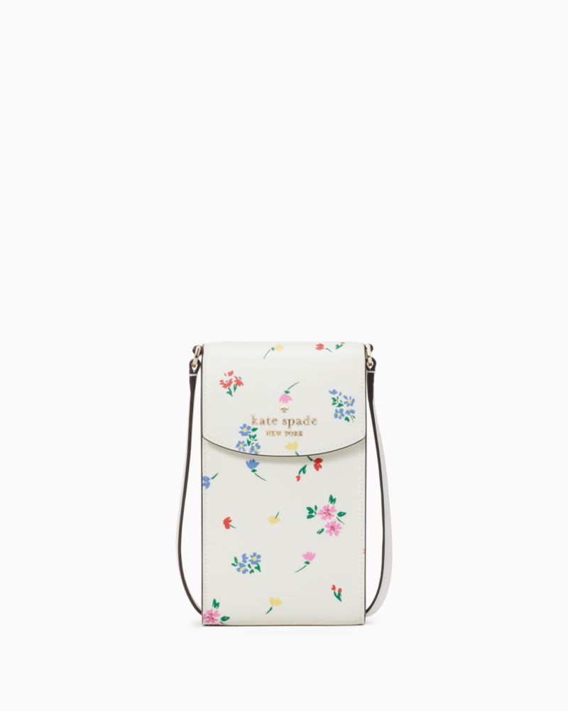 Kate Spade,ステイシー ガーデン ブーケ ディッツィー プリント ノース サウス フラップ フォン クロスボディ,テック,クリームマルチ