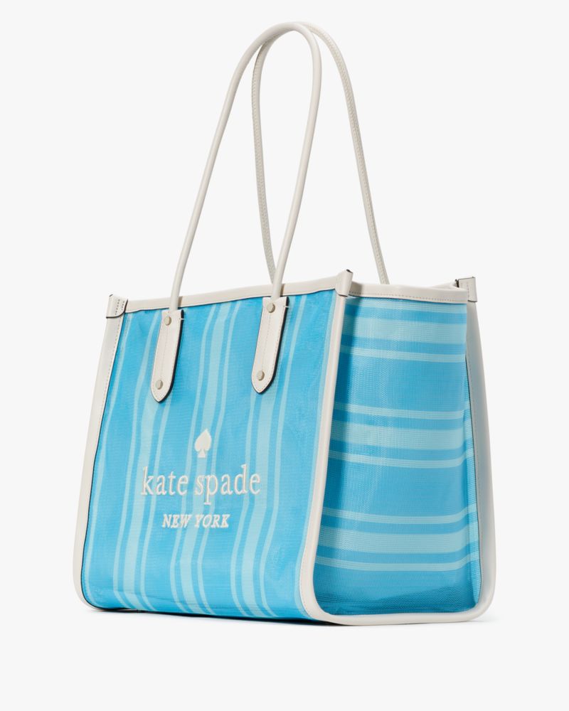 Kate Spade Canvas Blue White Stripe Nautical Style Tote