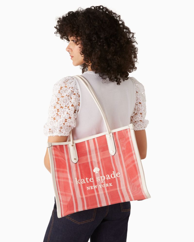 Kate Spade,エラ ビーチ チェア ストライプ メッシュ XL トート,全てのアウトレット,ヘアルームトマトマルチ