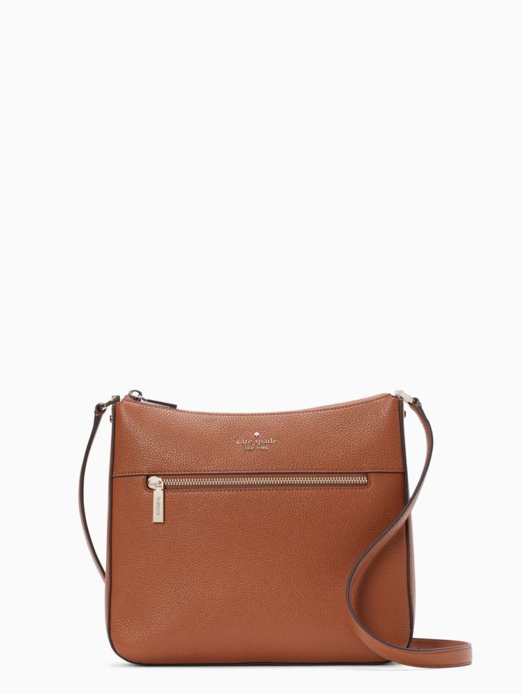 Kate Spade,Leila Swingpack Crossbody,Leather,Crossbody,Logo,Metal,Lined,Casual,Brown