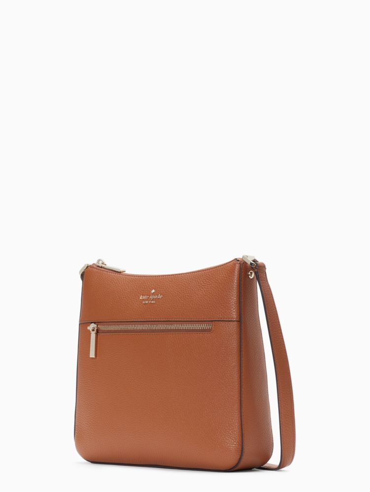 Kate Spade,Leila Swingpack Crossbody,Leather,Crossbody,Logo,Metal,Lined,Casual,Brown