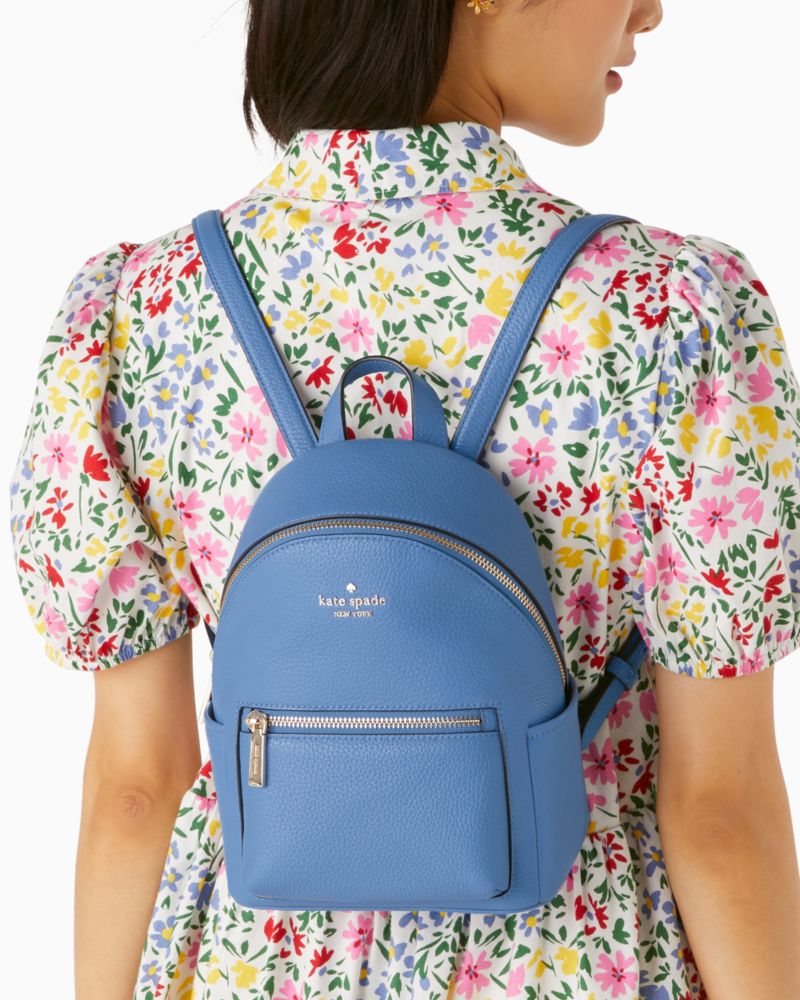 Kate Spade,leila pebbled leather mini dome backpack,Fresh Blueberry