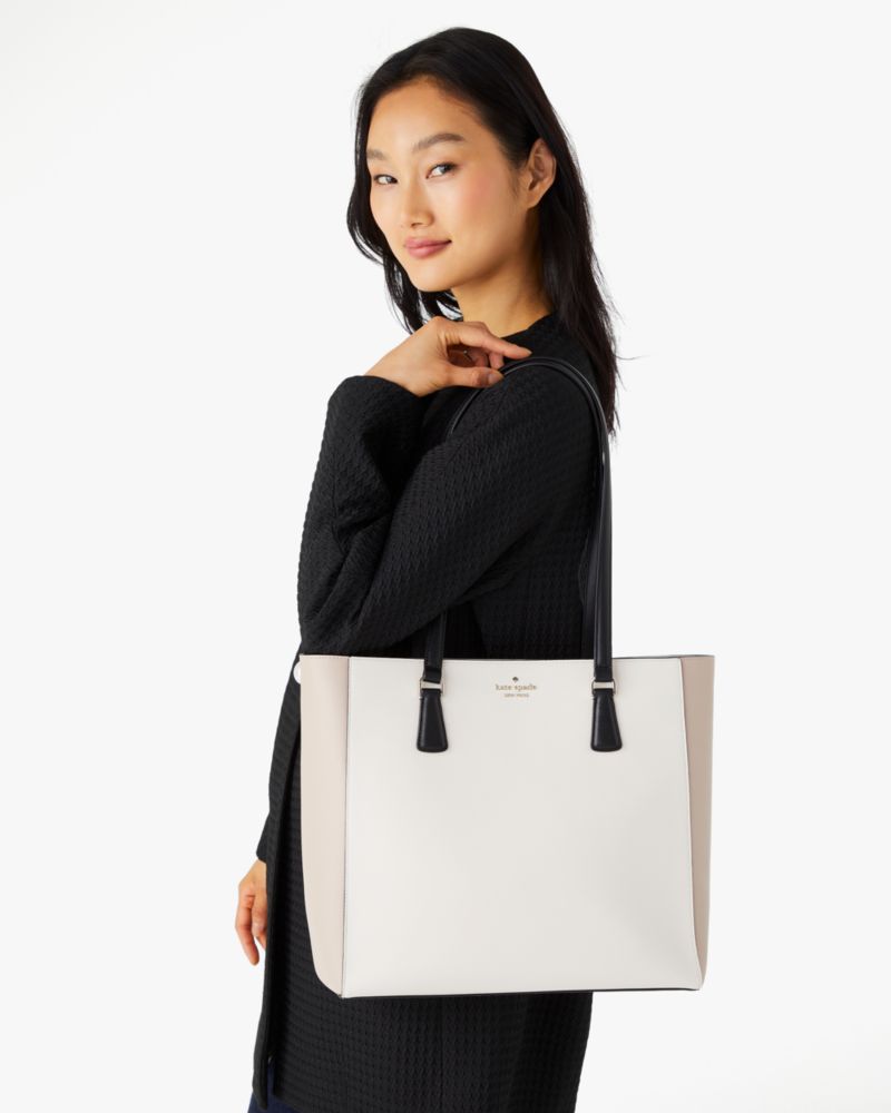 Madison Colorblock Saffiano Leather East West Laptop Tote