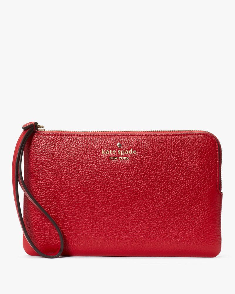 Kate Spade,Leila Medium L-Zip Wristlet,Candied Cherry