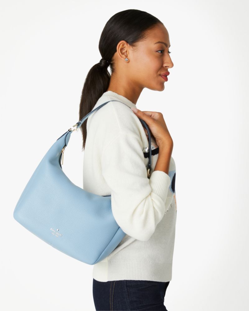 Kate Spade,Leila Hobo Shoulder Bag,Polished Blue