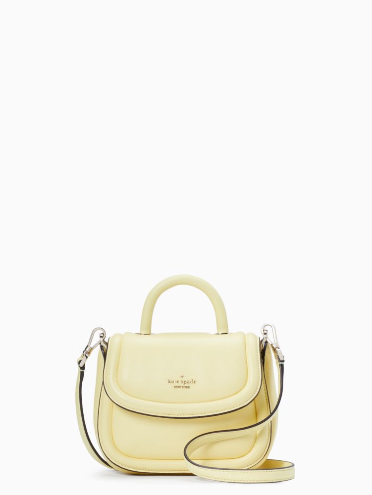 Kate Spade,Puffy Mini Top Handle Crossbody,Crossbody,Metal Material,Logo,Casual,Yellow