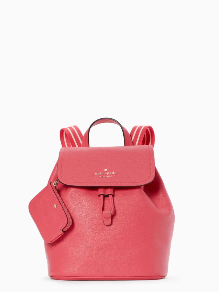 Kate Spade,Rosie Medium Flap Backpack,Lining Leather,Leather,Backpack,Coin,Stripe,Logo,Metal,Lined,Casual,
