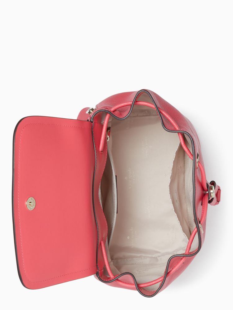 Kate Spade,Rosie Medium Flap Backpack,Lining Leather,Leather,Backpack,Coin,Stripe,Logo,Metal,Lined,Casual,