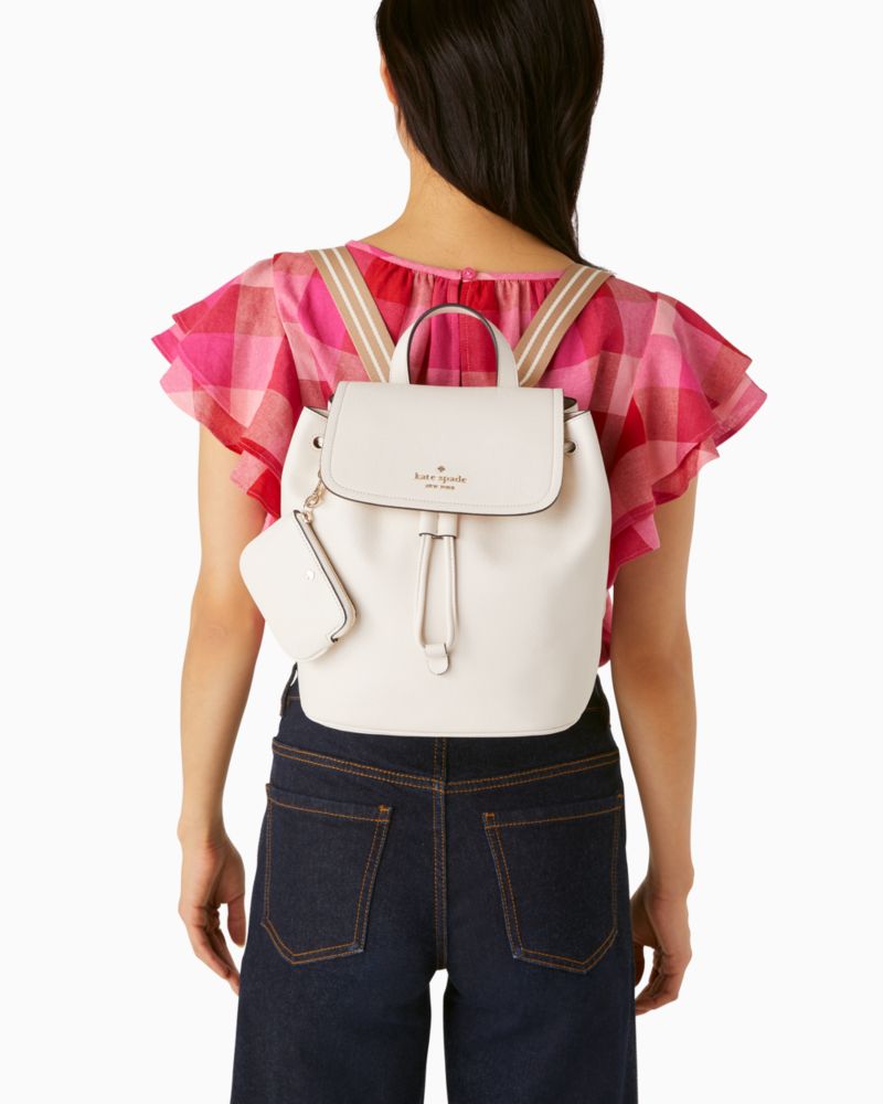 Kate Spade,rosie medium flap backpack,Parchment Multi