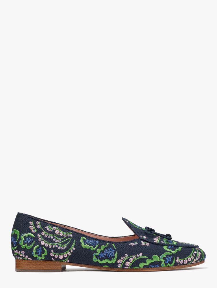 Kate Spade,Devi Embroidered Loafers,Navy