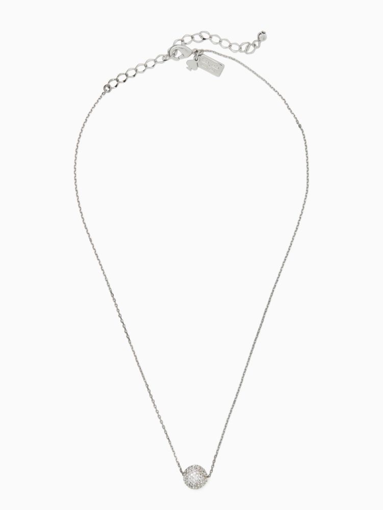 Kate Spade,Razzle Dazzle Mini Pendant Necklace,Single Strand,Cubic Zirconia,Glass,Gem Embellishment,Ball Embellishment,Pav...,Clear