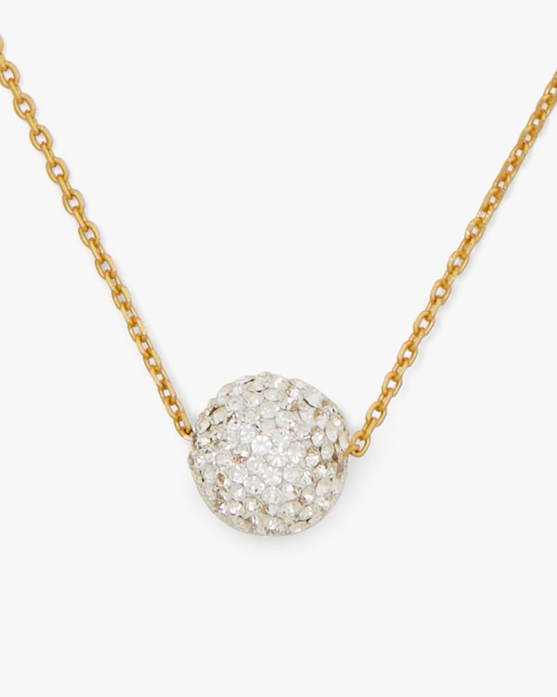 Kate Spade,Razzle Dazzle Mini Pendant Necklace,Single Strand,Cubic Zirconia,Glass,Gem Embellishment,Ball Embellishment,Pav...,Clear