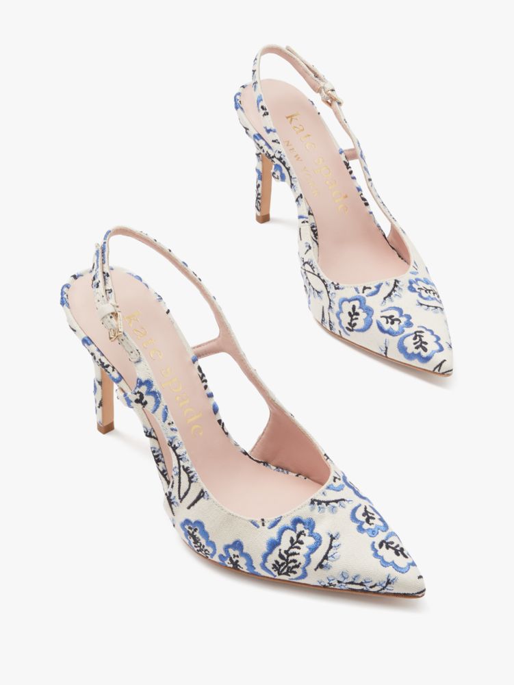 Kate Spade,Valerie Slingback Pumps,Pumps,Cut Out,Embroidered,Day Party,