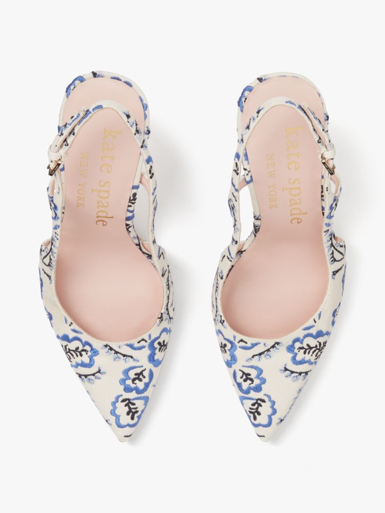 Kate Spade,Valerie Slingback Pumps,Pumps,Cut Out,Embroidered,Day Party,