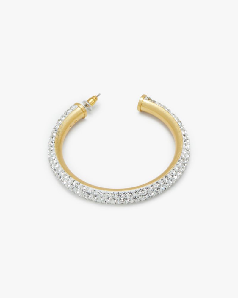 Kate Spade,razzle dazzle hoops,Clear/Worn Gold