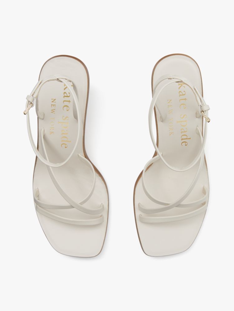 Kate Spade,Charmer Sandals,Leather,Sandals,Sculptural Heel,Day Party,White