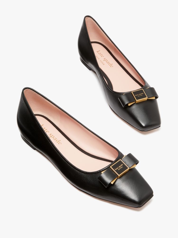 Kate Spade,Bowdie Ballet Flats,Nappa Leather,Lining Leather,Flats,Bow,Logo,Work,Black