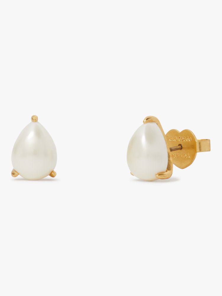 Kate Spade,Brilliant Statements Studs,Studs,Pearl,Titanium,Work,White,Cream