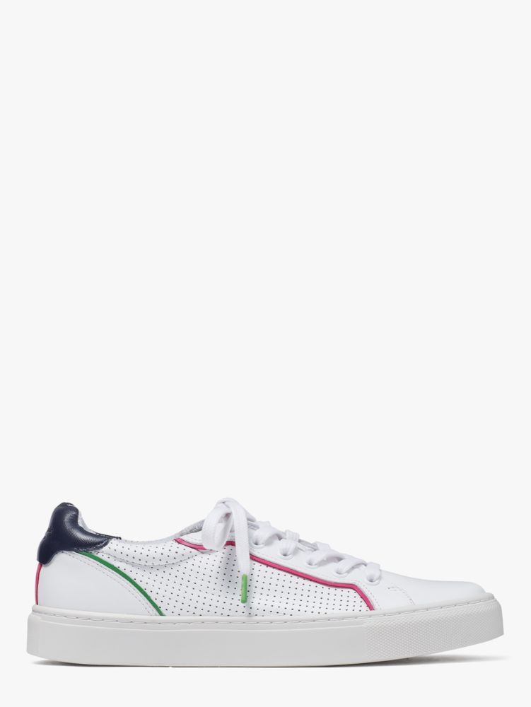 Kate Spade,Brynn Sneakers,Cotton,Lining Cotton,Rubber,Casual,Perforated,Piping,Color Block,Pull Tab,Casual,White