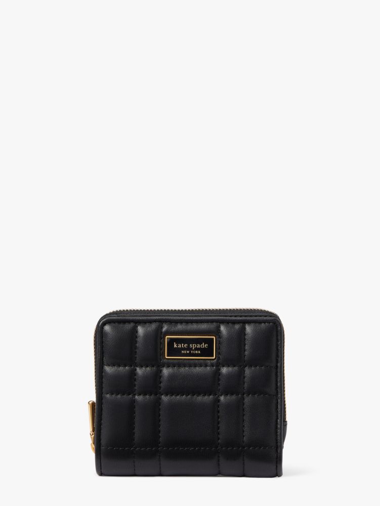 Kate Spade,エブリン キルテッド スモール バイフォールド ウォレット,ミニ財布,ブラック