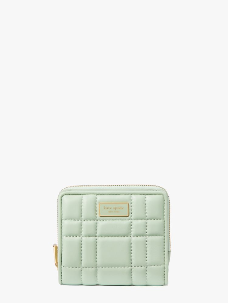 Kate Spade,エブリン キルテッド スモール バイフォールド ウォレット,ミニ財布,ピスタチオクリーム