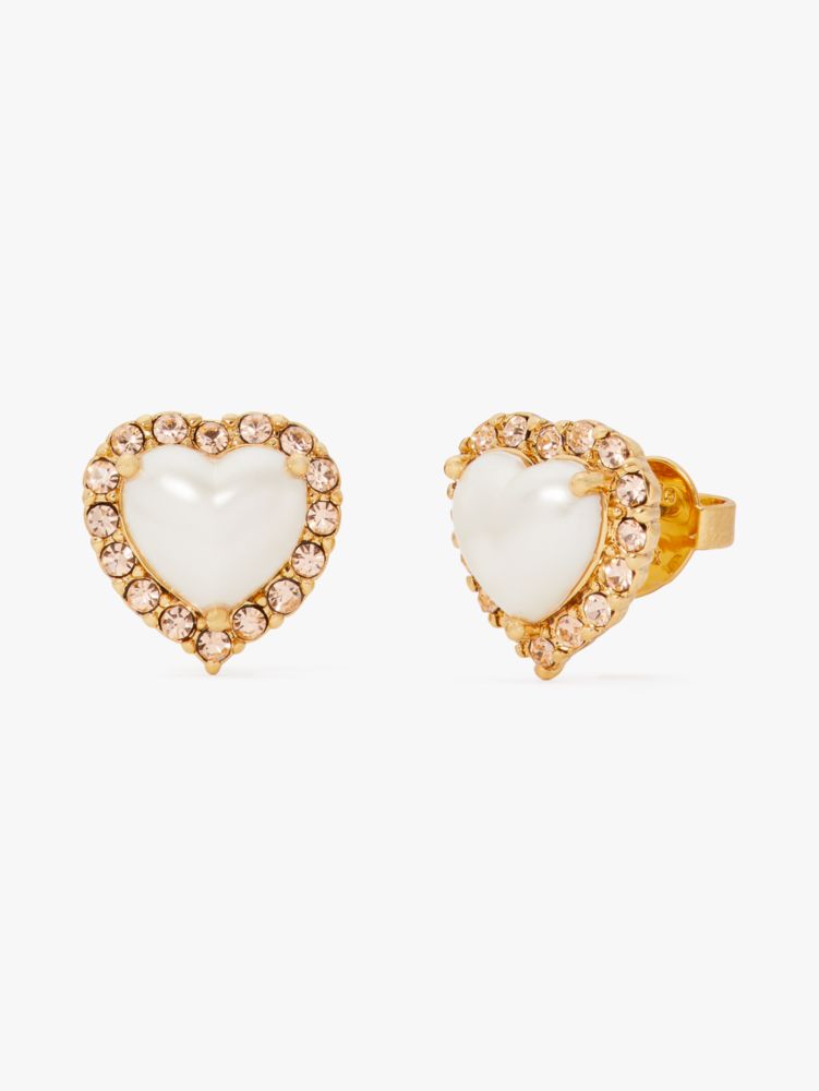 Kate Spade,my love heart studs,Cream/Gold