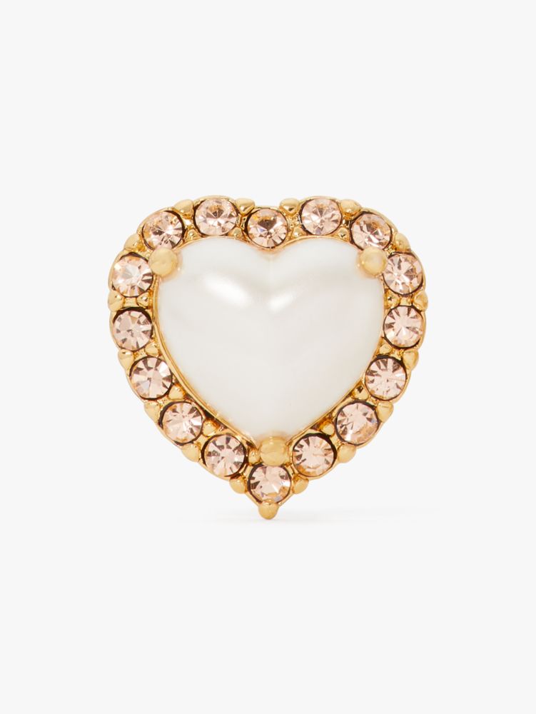 Kate Spade,my love heart studs,Cream/Gold