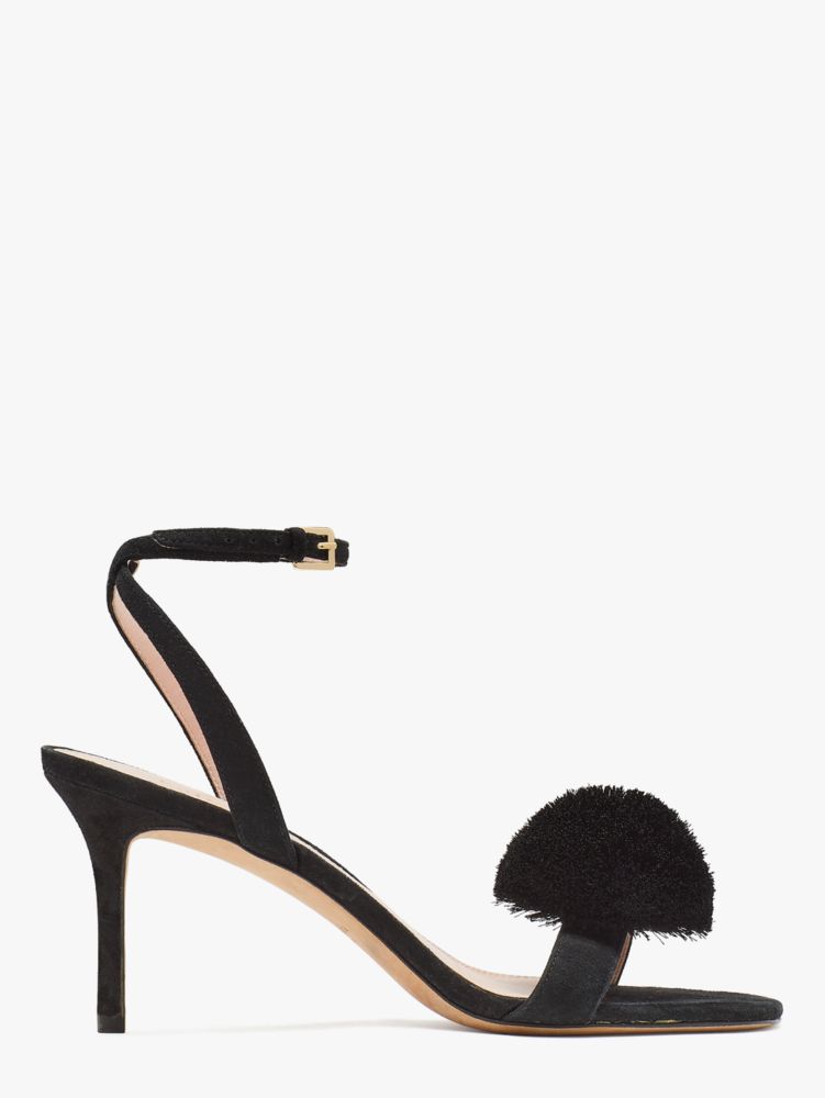 Kate Spade,Amour Pom Sandals,Suede,Sandals,Pom Pom,Cocktail,Black