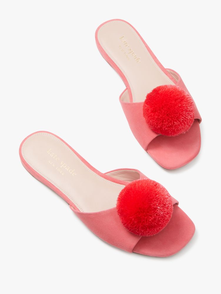 Kate Spade,Amour Pom Slide,Casual,Pink Peppercorn