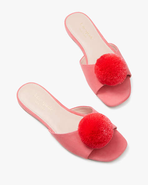 Kate Spade,Amour Pom Slide,Casual,Pink Peppercorn