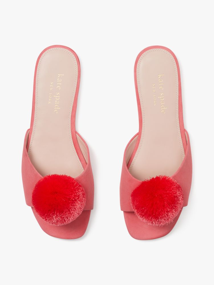 Kate Spade,Amour Pom Slide,Slides,Color Block,Pom Pom,Breathable,Day Party,Pink