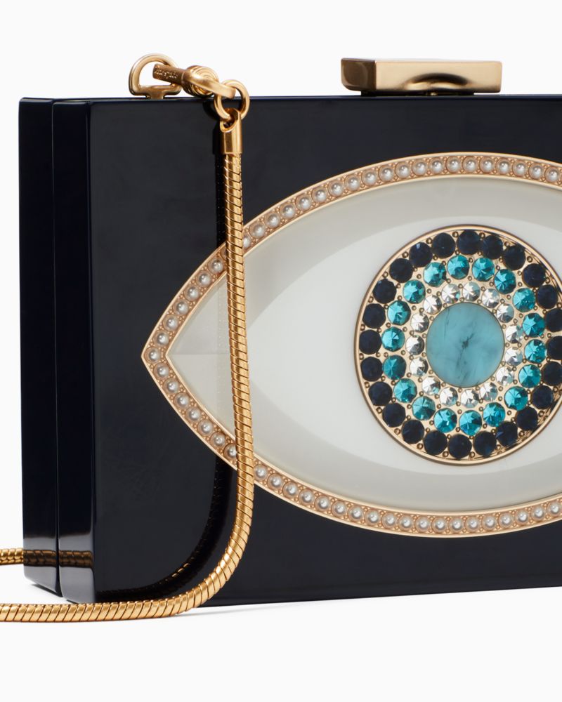 Kate Spade,Evil Eye Jeweled Resin Small Frame Clutch,