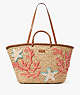 Kate Spade,What The Shell Embellished Straw Large Tote,Natural Multi