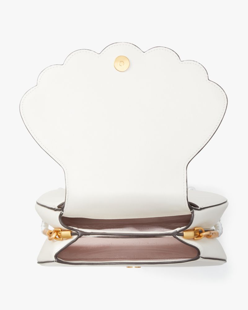 Kate Spade,What The Shell 3d Shell Crossbody,Leather,Crossbody,3D Embellishment,Pearl,Logo,Metal,Gold Metal,Day Party,
