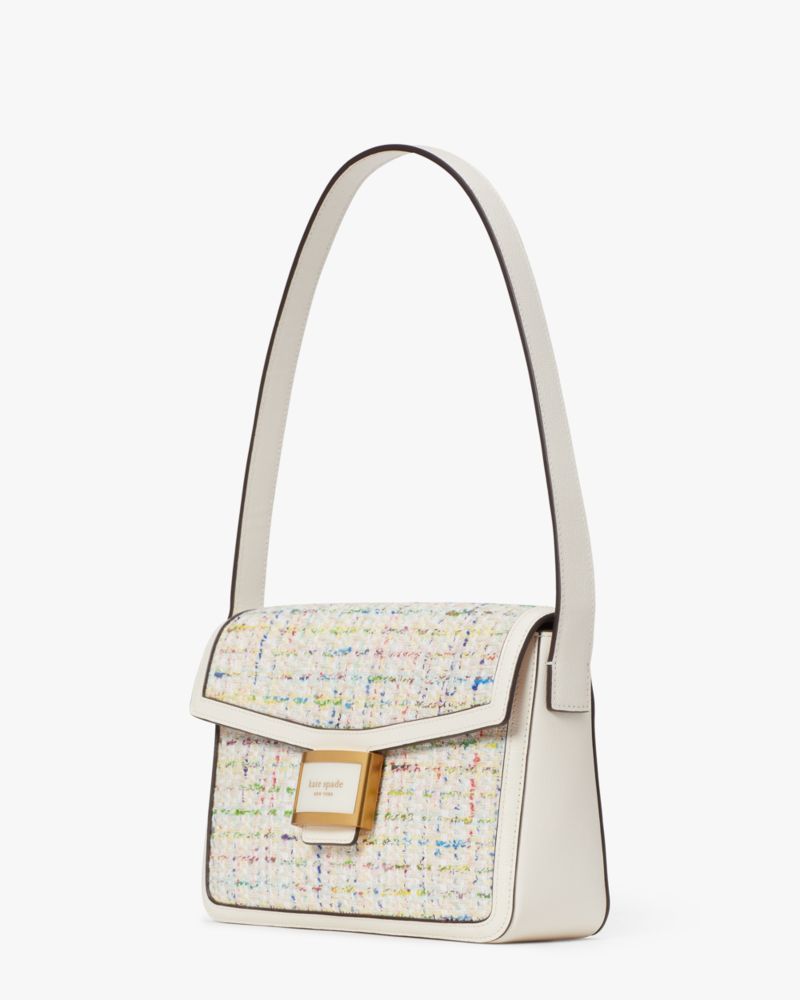 Kate Spade,Katy Tweed Medium Shoulder Bag,Cream