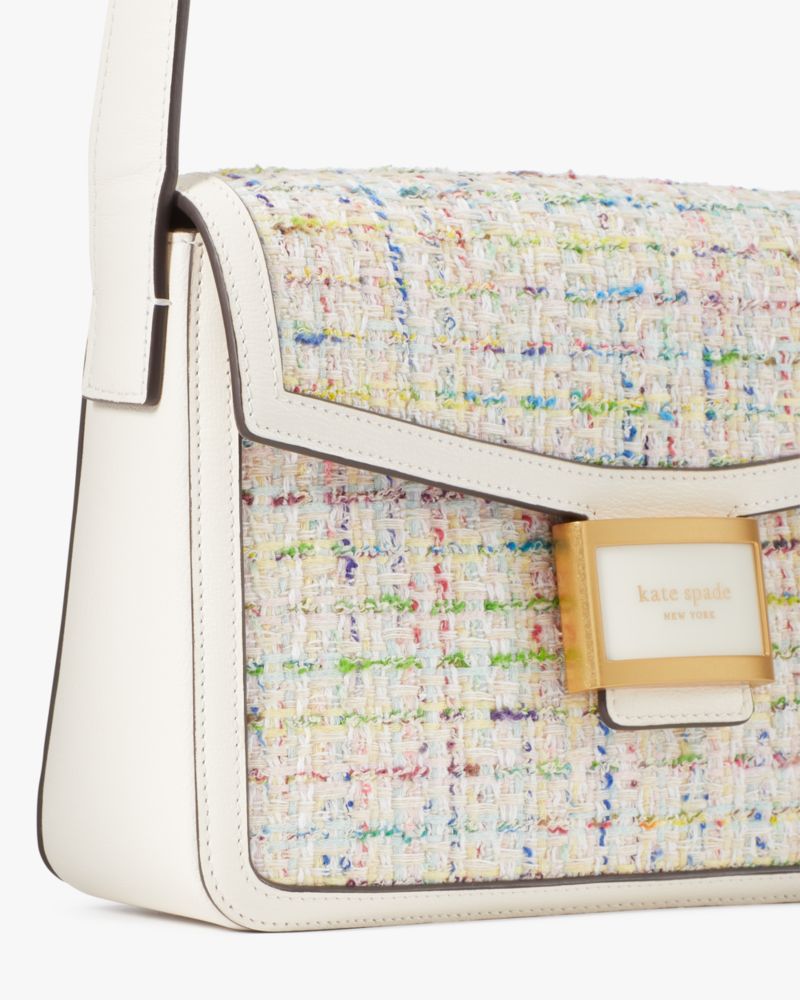 Kate Spade,Katy Tweed Medium Shoulder Bag,Cream