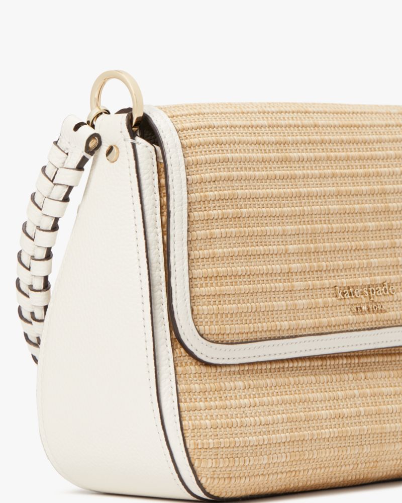 Kate Spade Hudson Woven Straw Medium Convertible Flap Shoulder Bag (Cream  Multi) Handbags - ShopStyle