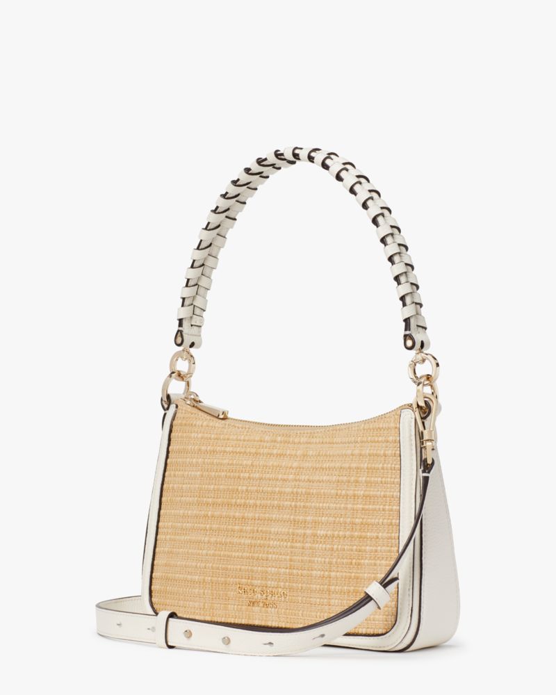 Kate Spade,Hudson Straw Medium Convertible Crossbody,Casual,Cream Multi