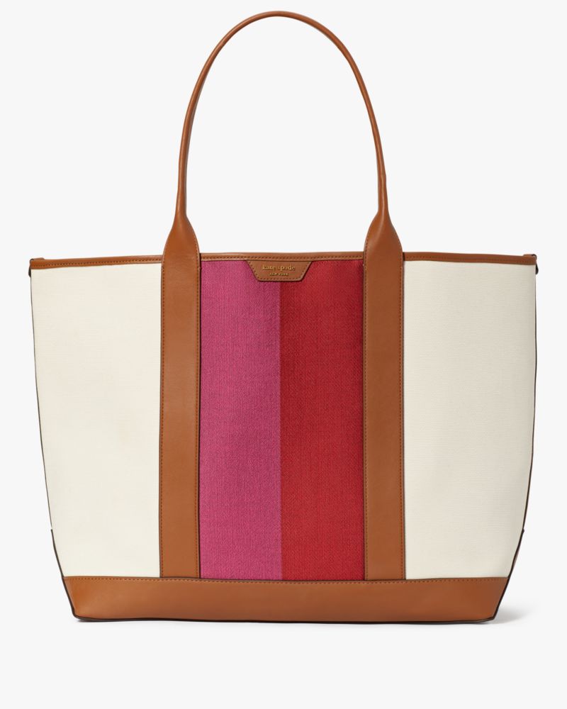 Kate Spade Racing Stripe Tote Bag aus Canvas, groß