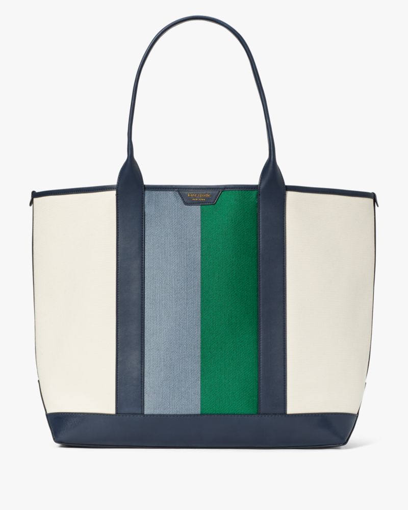 Kate Spade,Racing Stripe Canvas Large Tote,Casual,Blazer Blue Multi