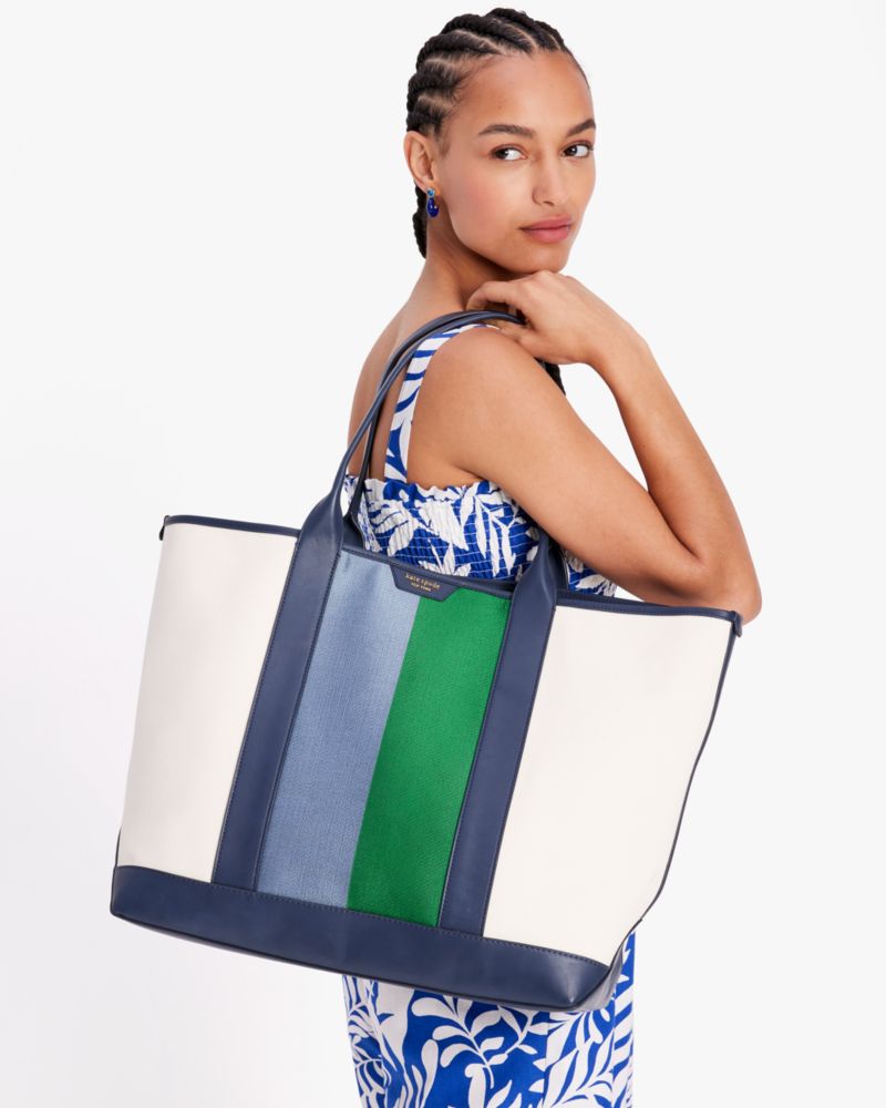 Kate spade striped tote on sale bag