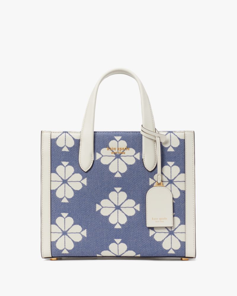 Kate Spade,Spade Flower Two-tone Canvas Manhattan Small Tote,Casual,Halo White Multi