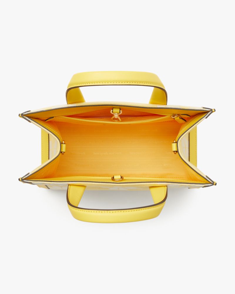 Kate Spade,スペードフラワー ツートーン キャンバス マンハッタン スモール トート,バッグ,ダンデライオンイエローマルチ