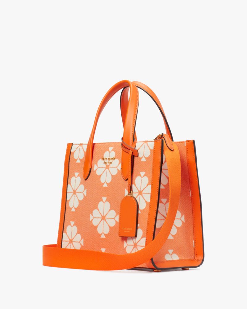 Kate Spade,Spade Flower Two-tone Canvas Manhattan Small Tote,Casual,Satsuma Multi