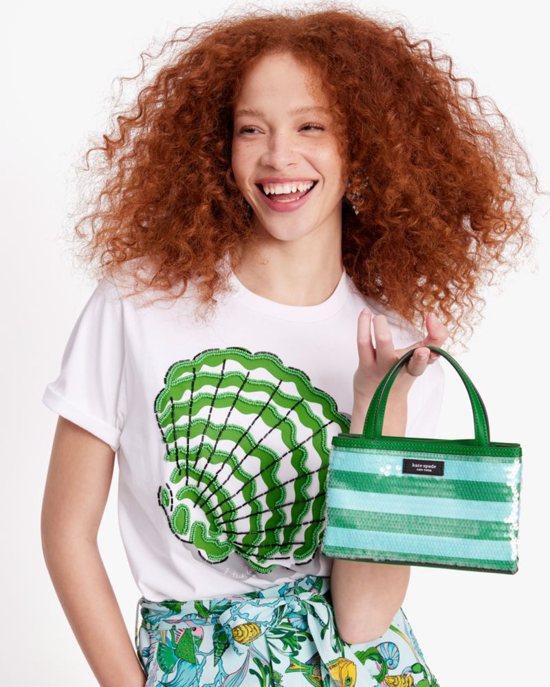 Sam Icon Seaside Stripe Sequin Mini Tote