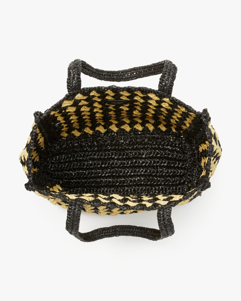 Kate Spade,High Tide Striped Crochet Raffia Medium Tote,