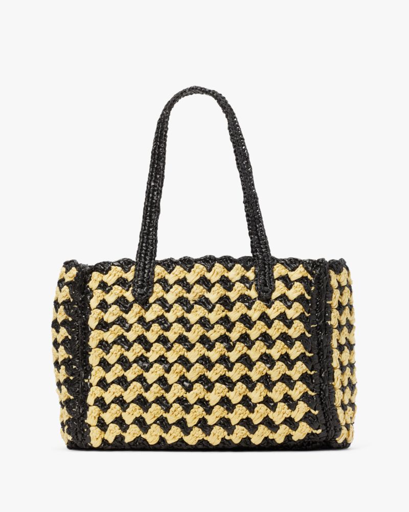 High Tide Striped Crochet Raffia Medium Tote