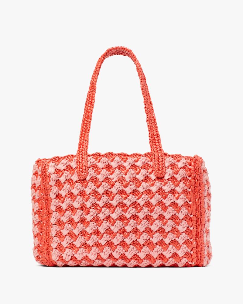 Kate Spade,High Tide Striped Crochet Raffia Medium Tote,Multi Color