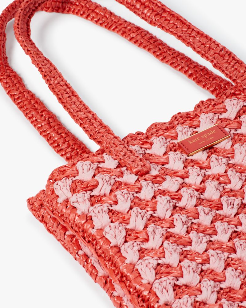 Kate Spade,High Tide Striped Crochet Raffia Medium Tote,Multi Color